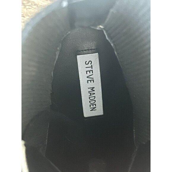 Steve Madden Latch Lace Up Snake Print Boots Chunky Block Heel Size Women's 9.5 - Picture 9 of 9